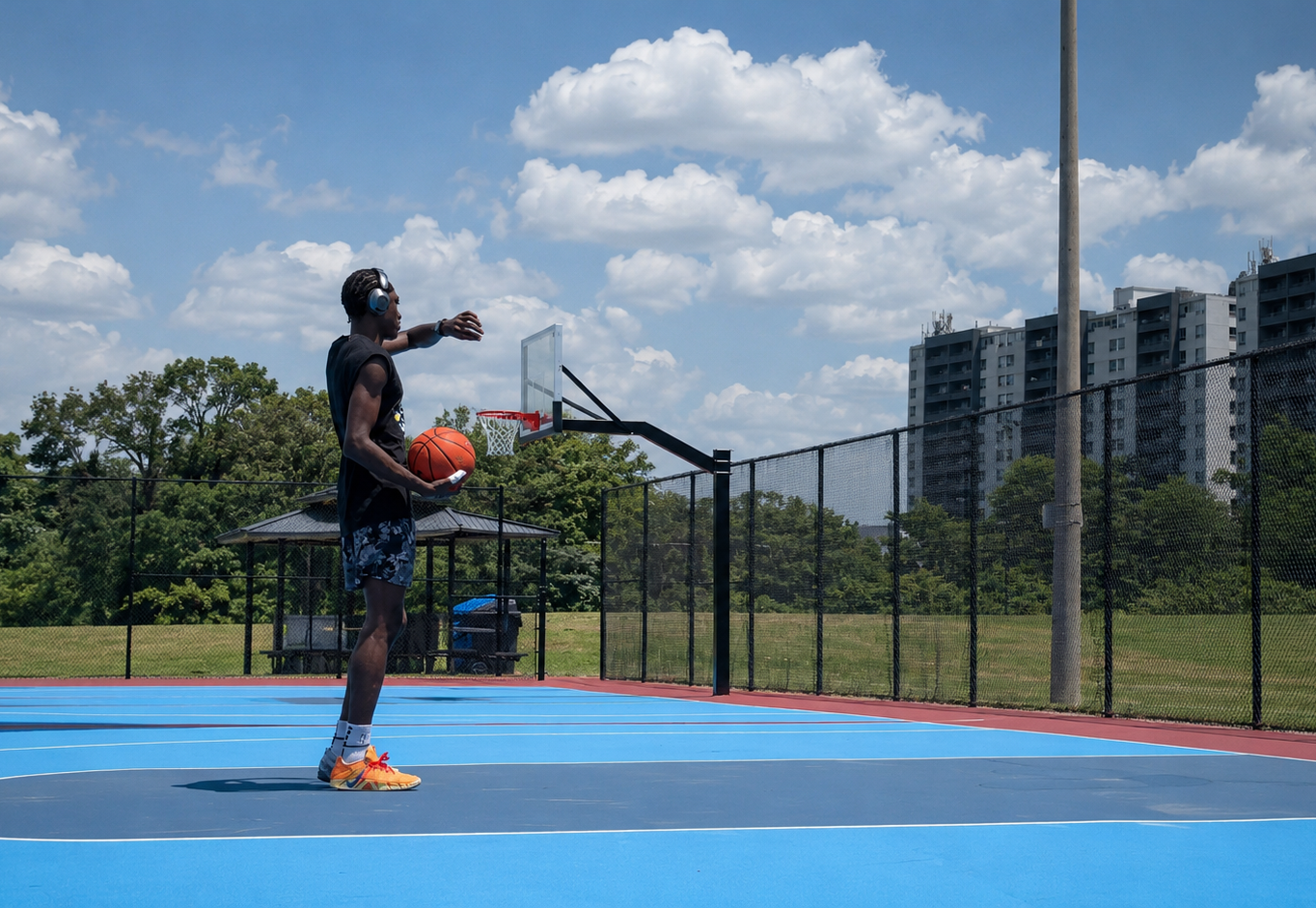 Basketball player using technology to track training and performance