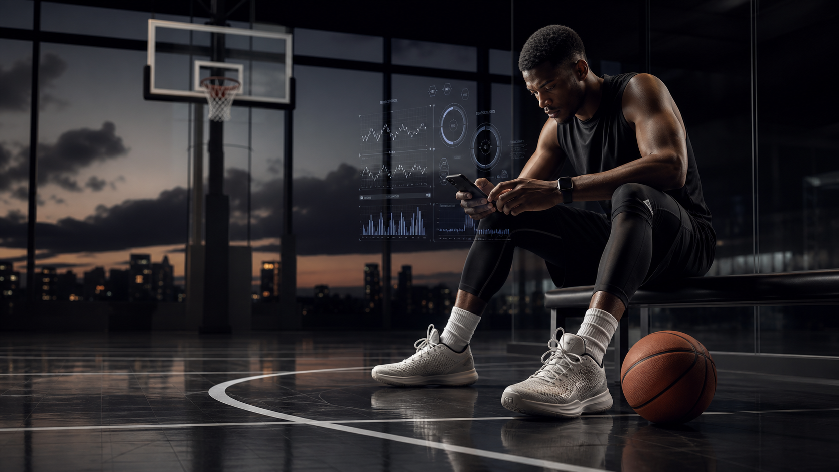 Athlete using sports technology